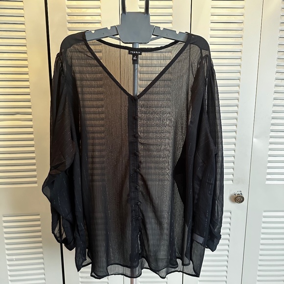 Torrid Chiffon Lurex Button-Up Blouse Size 3X - Picture 4 of 8